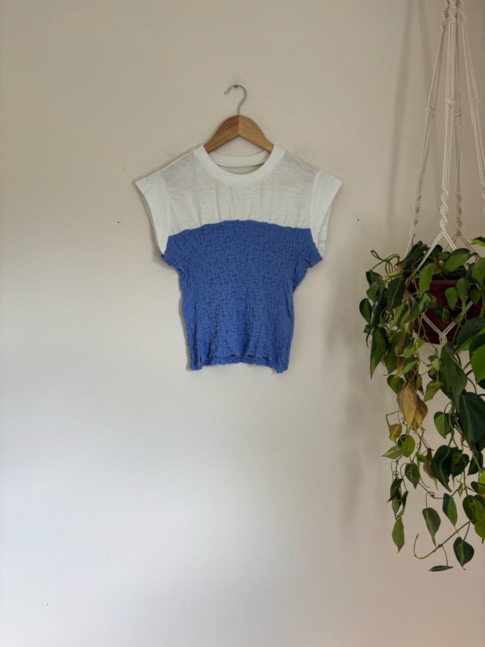 Anthropologie Maeve Cap Sleeve Smocked Tee - Picture 2 of 6